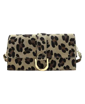 Leather Leopard Print Shoulder Bag