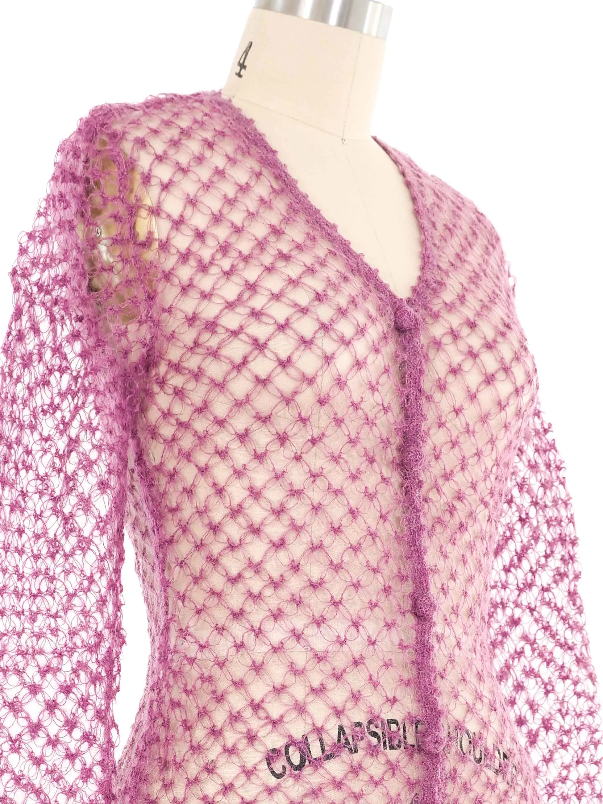 Lilac Mohair Open Knit Cardigan