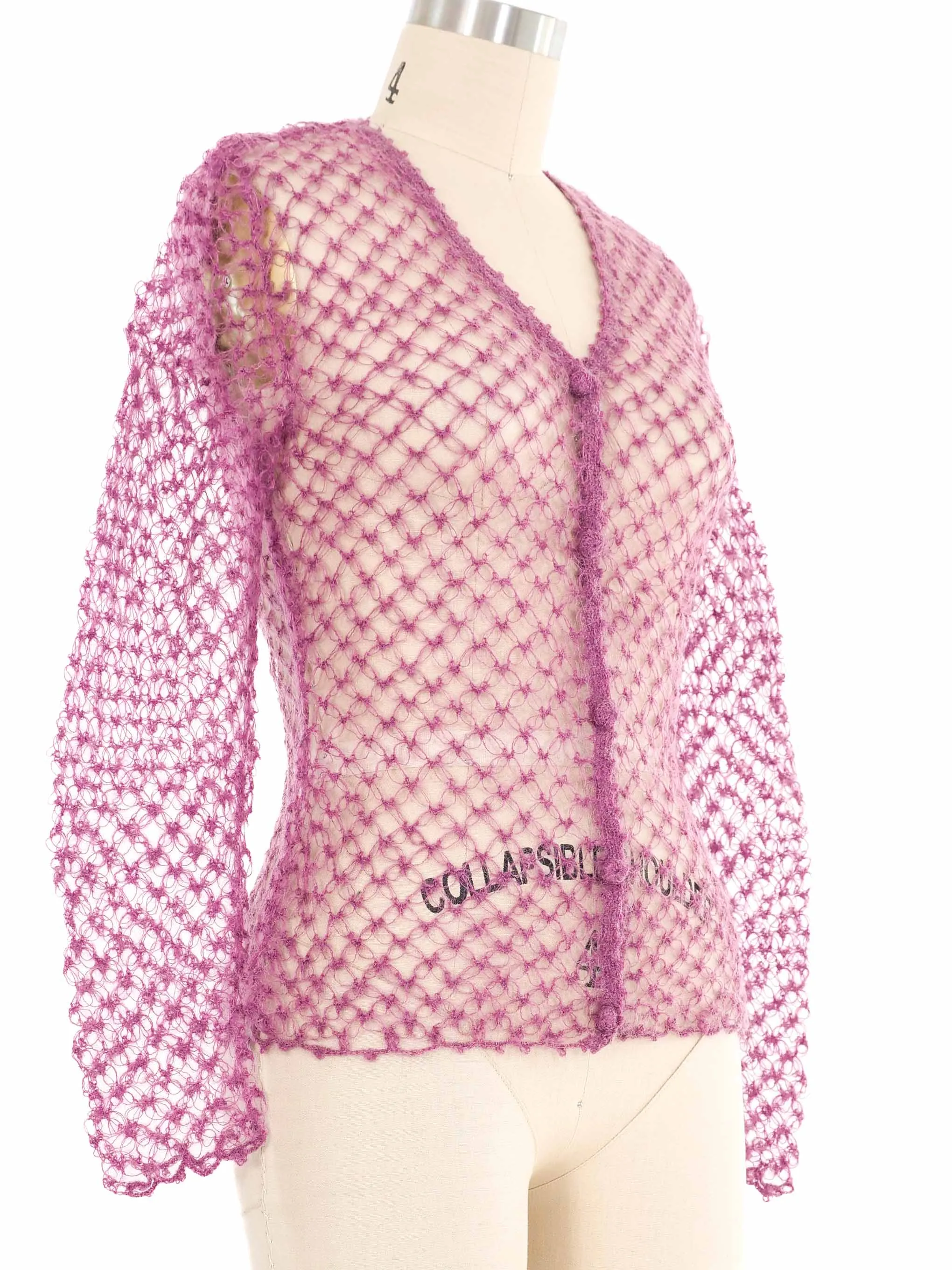 Lilac Mohair Open Knit Cardigan