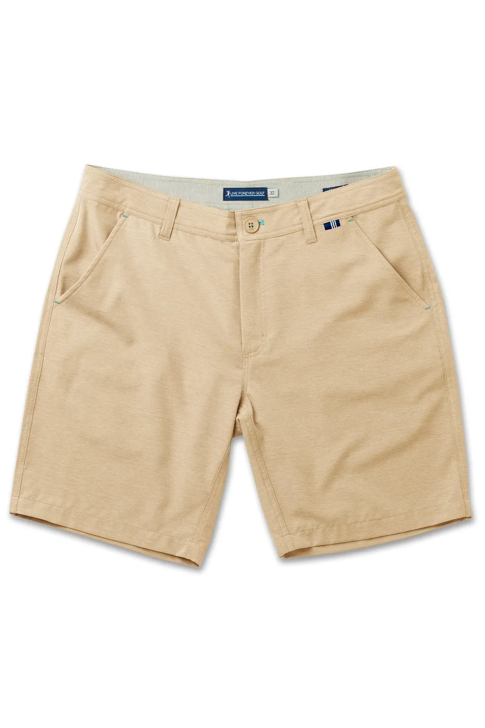 Live Forever Golf: Coast to Course Performance Golf Short - Heathered Khaki