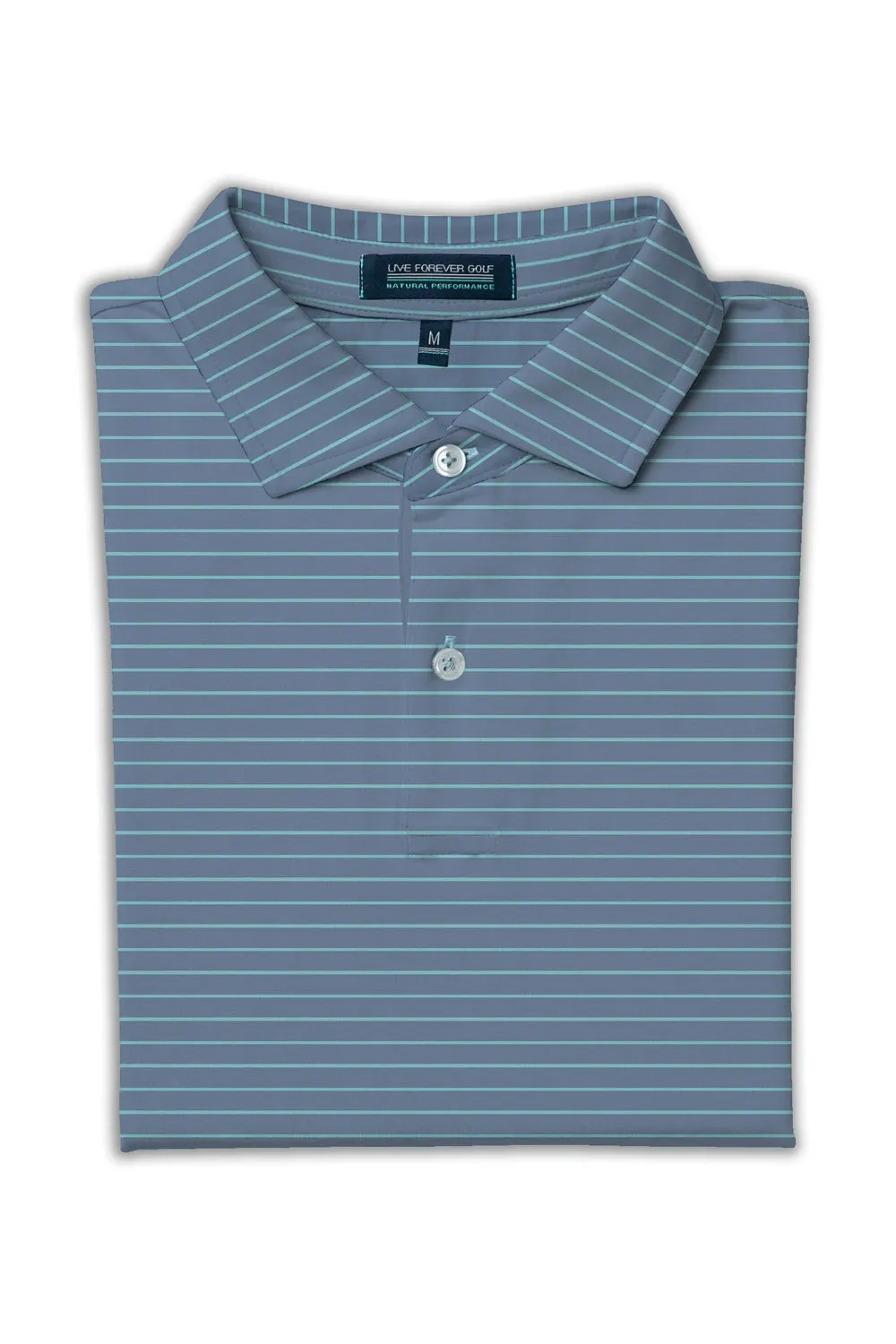 Live Forever Golf: Soft Landing Natural Performance Polo - Inlet Blue Stripe