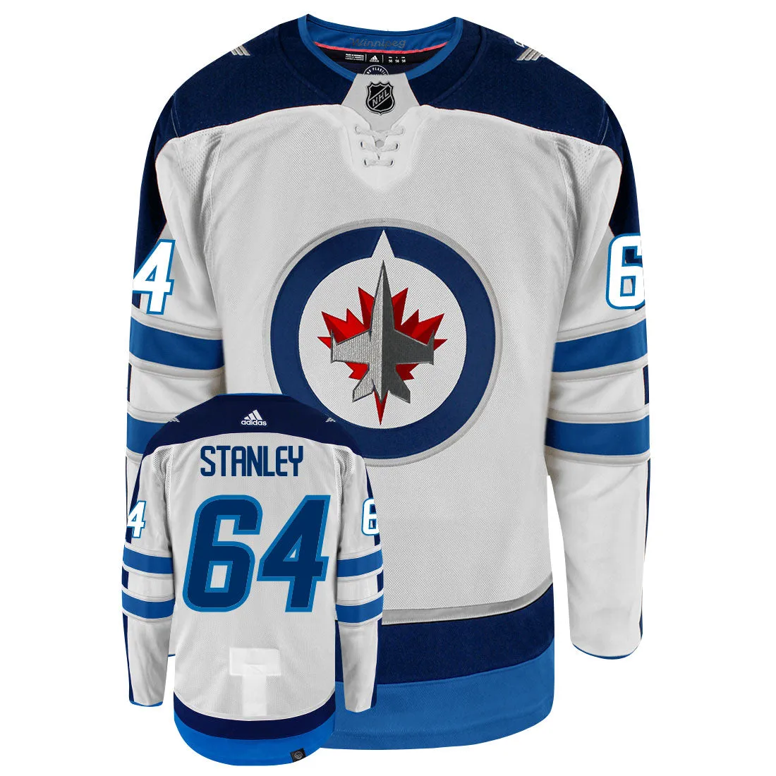 Logan Stanley Winnipeg Jets Adidas Primegreen Authentic NHL Hockey Jersey     