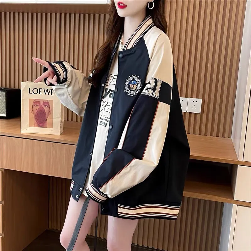 Loose casual versatile age-reducing jacket for women 2023 new autumn style Korean style baseball uniform cardigan (S0518)