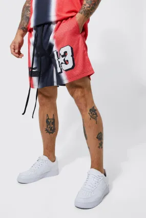 Loose Fit Homme Ombre Print Mesh Basketball Short | boohooMAN UK