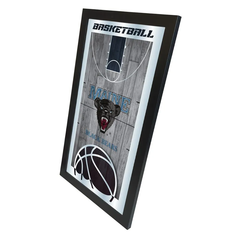 Maine Black Bears HBS Basketball Framed Hanging Glass Wall Mirror (26x15)