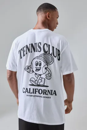 Man Active Tennis Club California Oversized Backgraphic T-Shirt