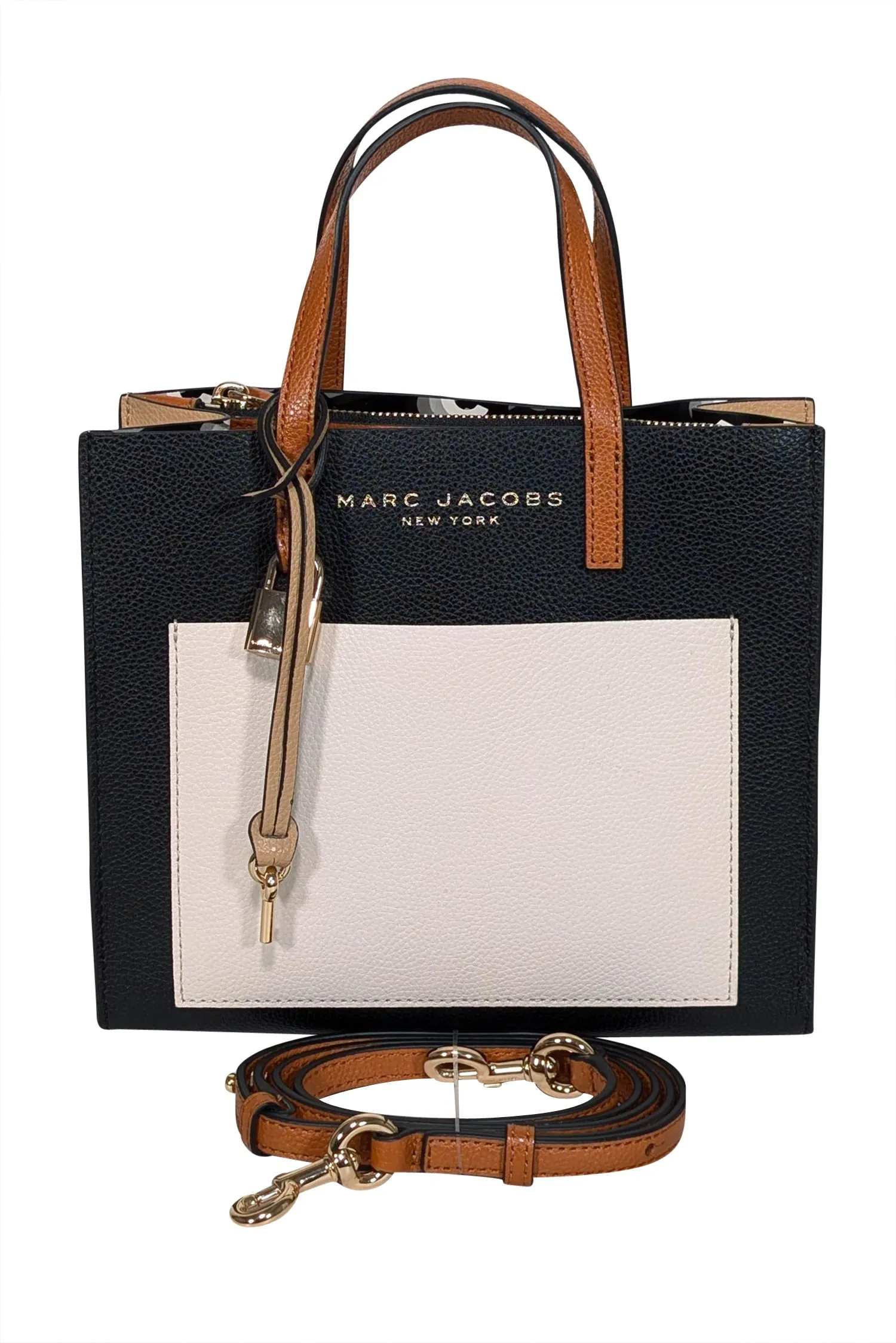 Marc Jacobs - Black, Cream, & Tan Leather Mini Grind Colorblock Crossbody Bag