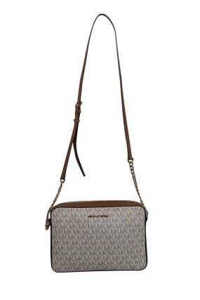 Michael Kors - Vanilla & Brown Monogram Jet Set Crossbody Bag