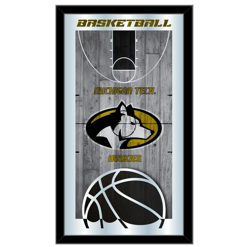 Michigan Tech Huskies HBS Basketball Framed Hanging Glass Wall Mirror (26x15)