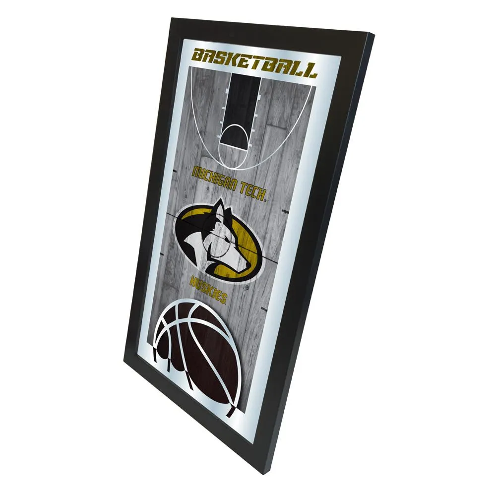 Michigan Tech Huskies HBS Basketball Framed Hanging Glass Wall Mirror (26x15)