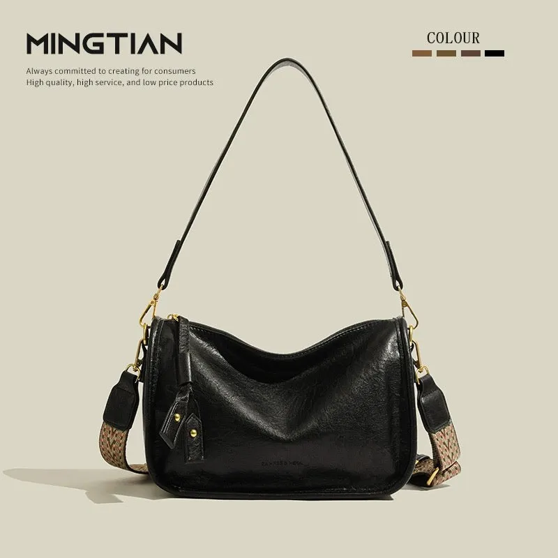 MINGTIAN Autumn and Winter Large Capacity Underarm Women's Bag 2024 New Soft Leather Retro Pillow Bag Commuting Crossbody Bag