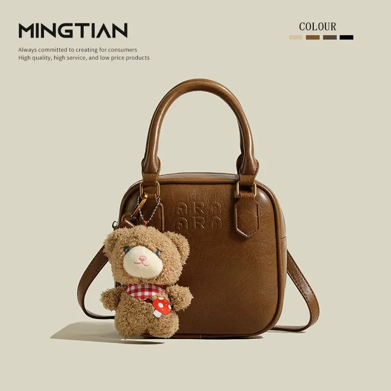 MINGTIAN Autumn and Winter Versatile Retro Small Bag Women's 2024 New Student Cute Handbag Crossbody Small Square Bag