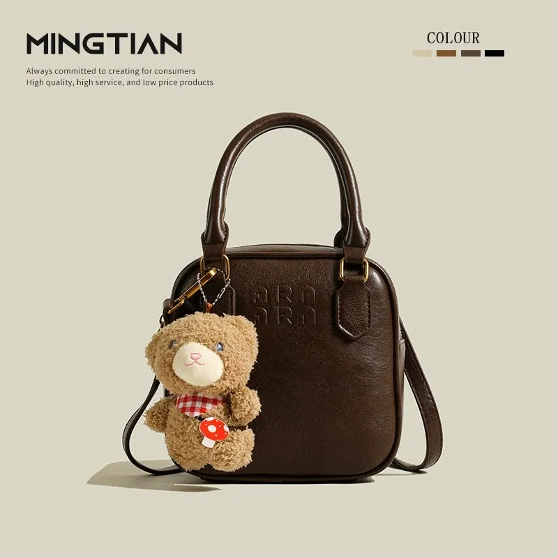 MINGTIAN Autumn and Winter Versatile Retro Small Bag Women's 2024 New Student Cute Handbag Crossbody Small Square Bag