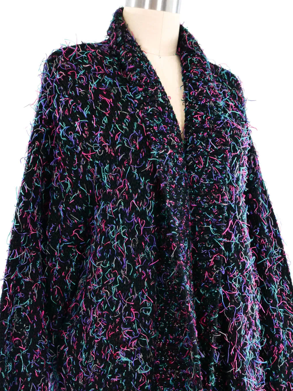 Multicolor Eyelash Fringed Knit Cardigan