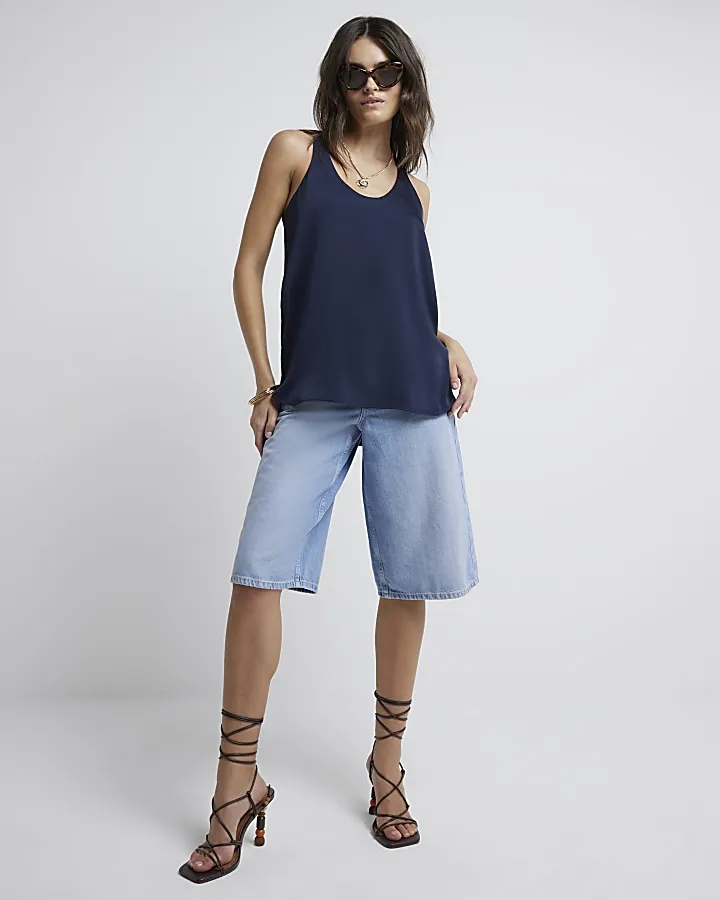 Navy scoop neck tank top