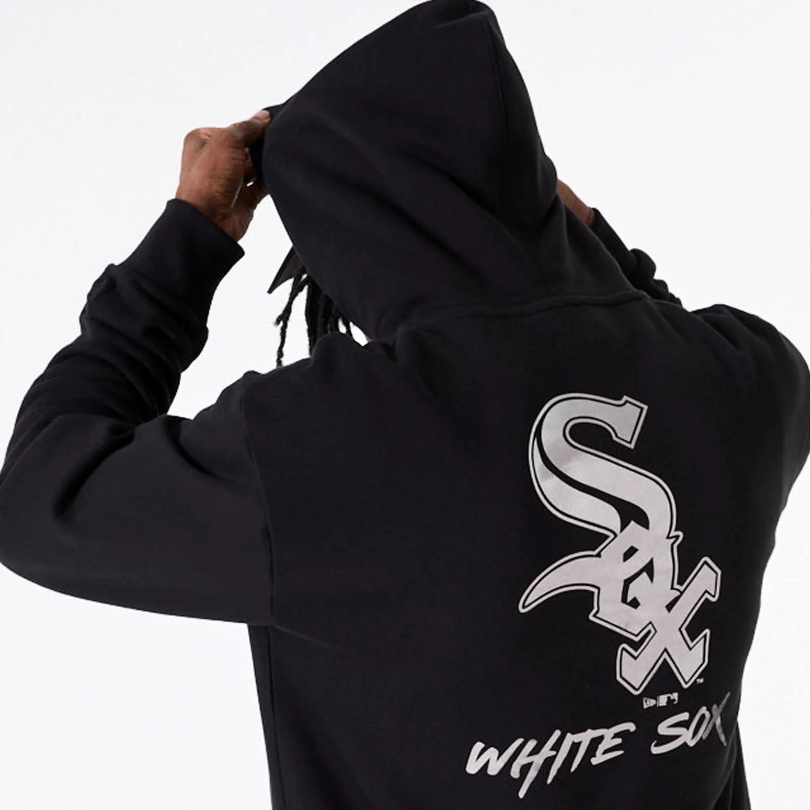 New Era Mens Chicago White Sox MLB Metallic Pullover Hoodie - Black