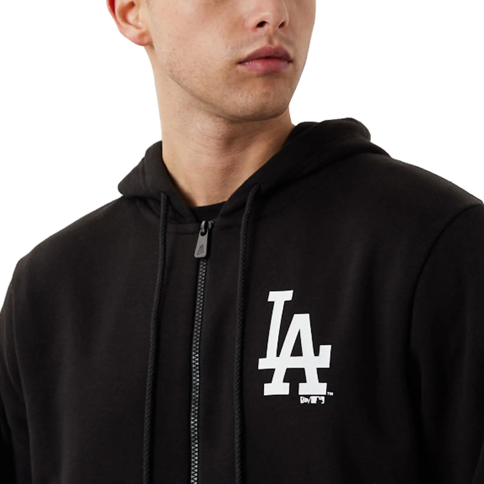 New Era Mens LA Dodgers MLB League Essentials Full Zip Hoodie - Black