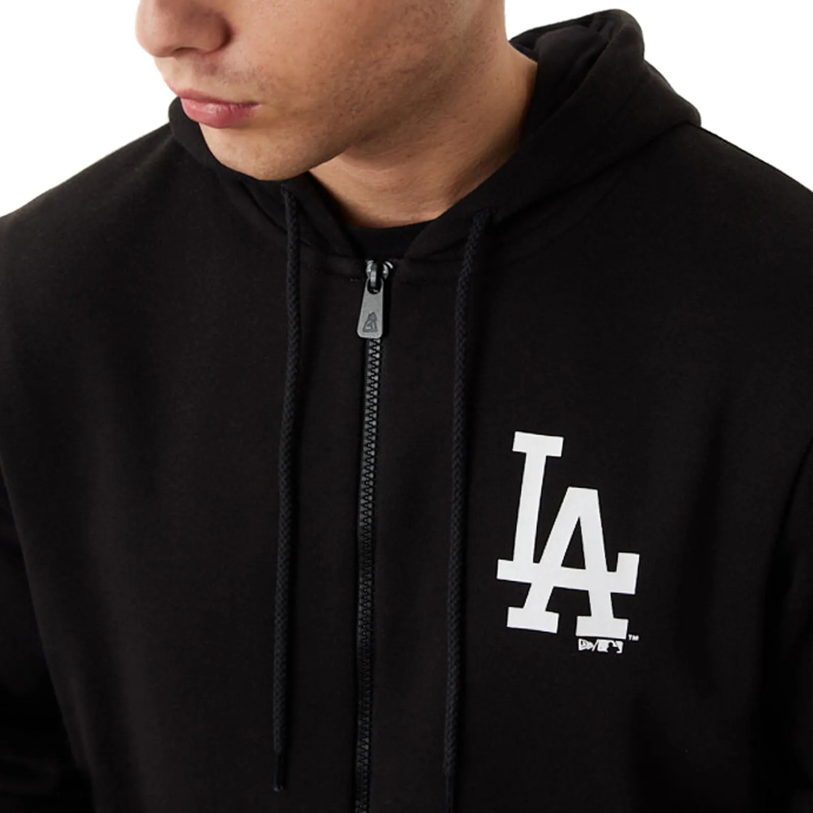 New Era Mens LA Dodgers MLB League Essentials Full Zip Hoodie - Black