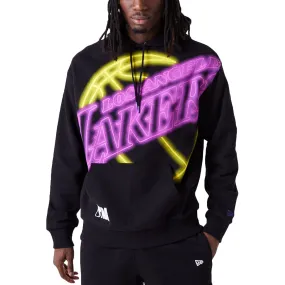 New Era Mens LA Lakers NBA Neon Team Logo Hoodie - Black