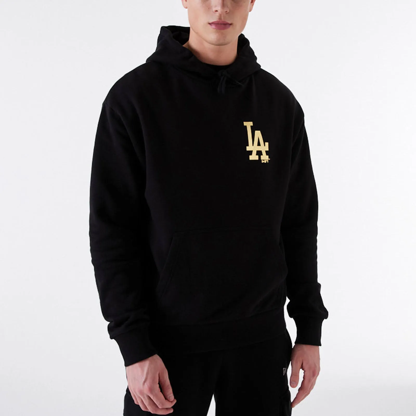 New Era Mens Los Angeles Dodgers MLB Oversized Team Logo Hoodie - Black/Gold