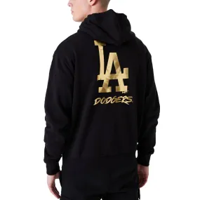 New Era Mens Los Angeles Dodgers MLB Oversized Team Logo Hoodie - Black/Gold