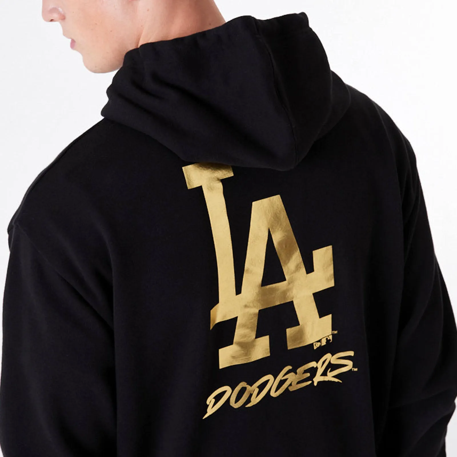 New Era Mens Los Angeles Dodgers MLB Oversized Team Logo Hoodie - Black/Gold