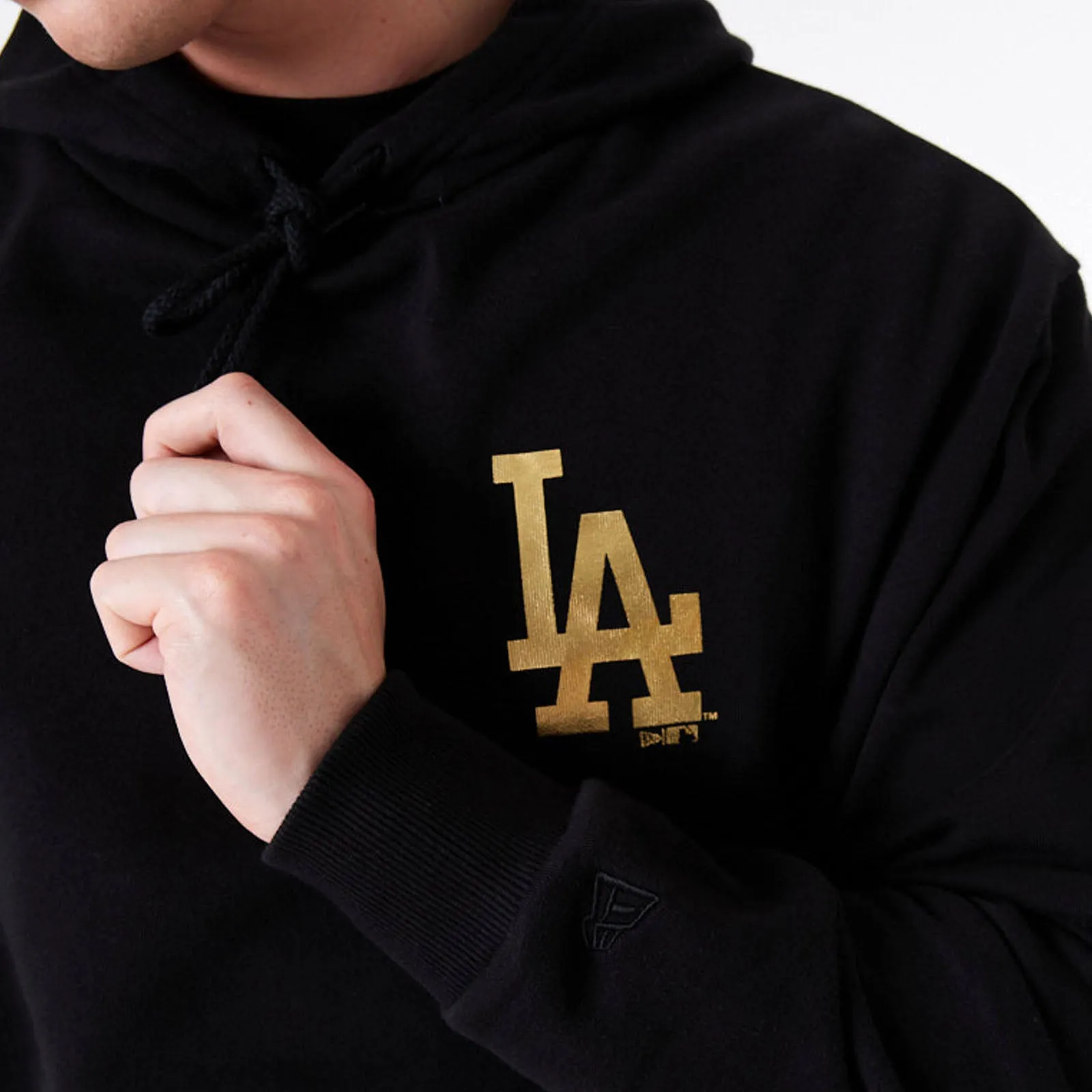 New Era Mens Los Angeles Dodgers MLB Oversized Team Logo Hoodie - Black/Gold