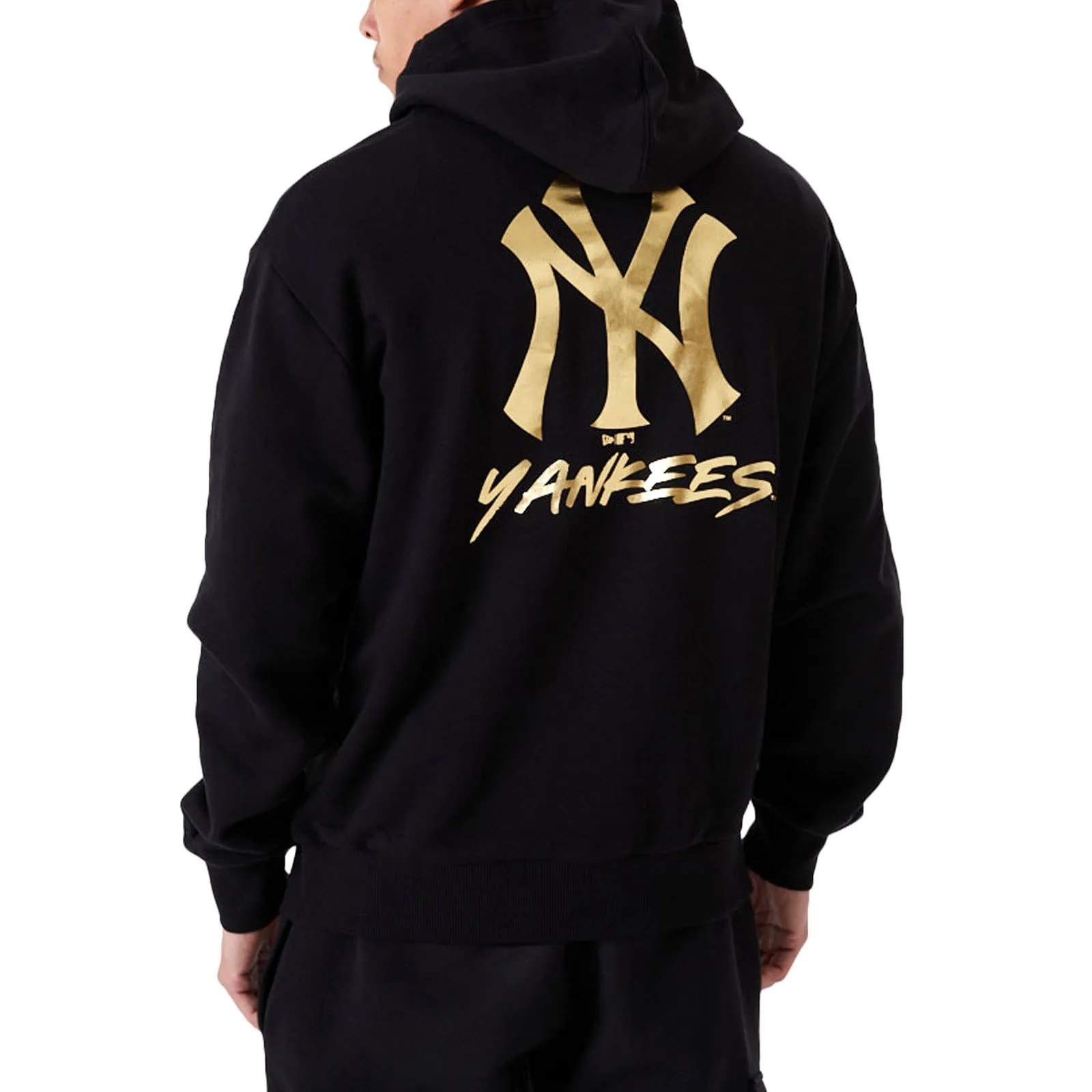 New Era Mens New York Yankees MLB Oversized Team Logo Hoodie - Black