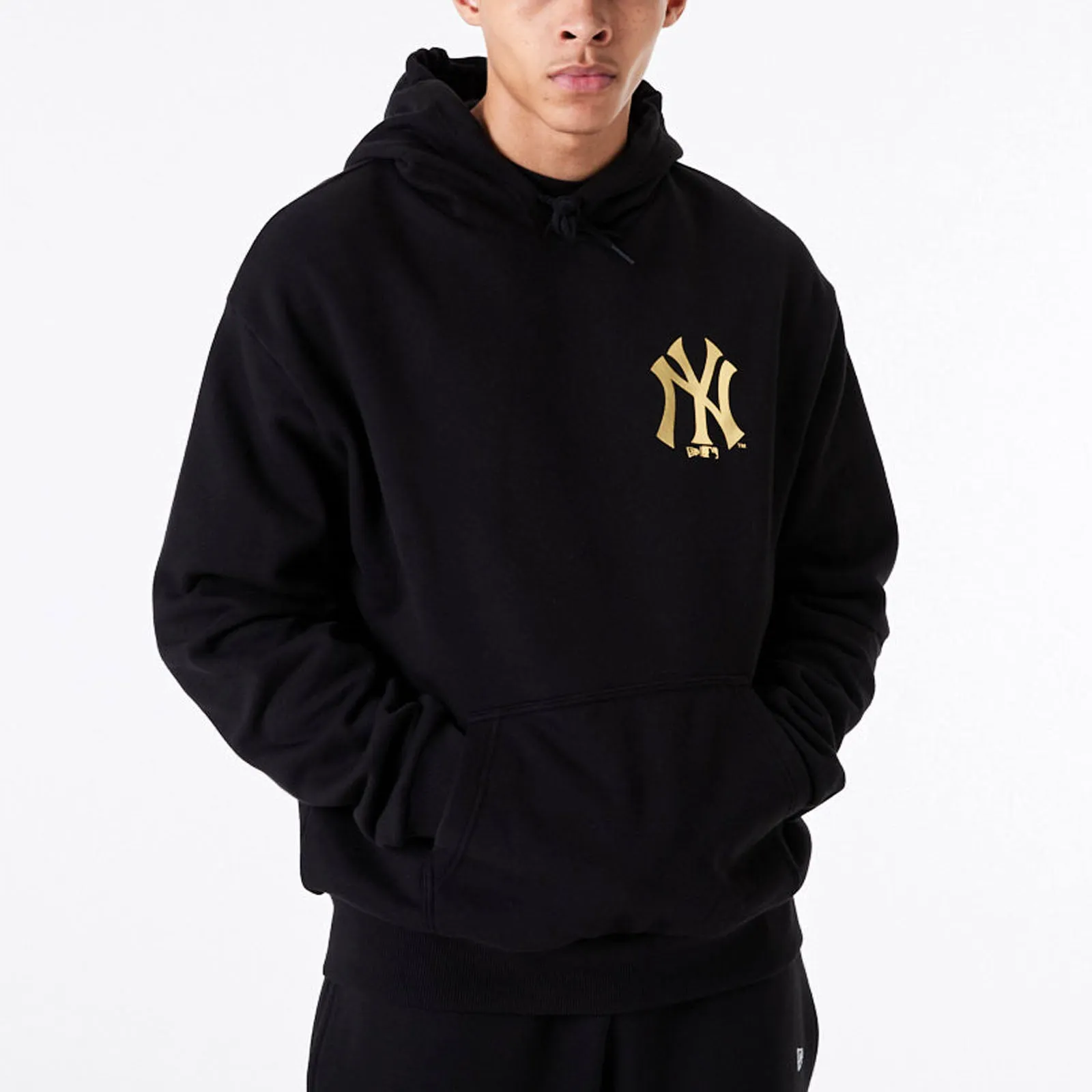 New Era Mens New York Yankees MLB Oversized Team Logo Hoodie - Black