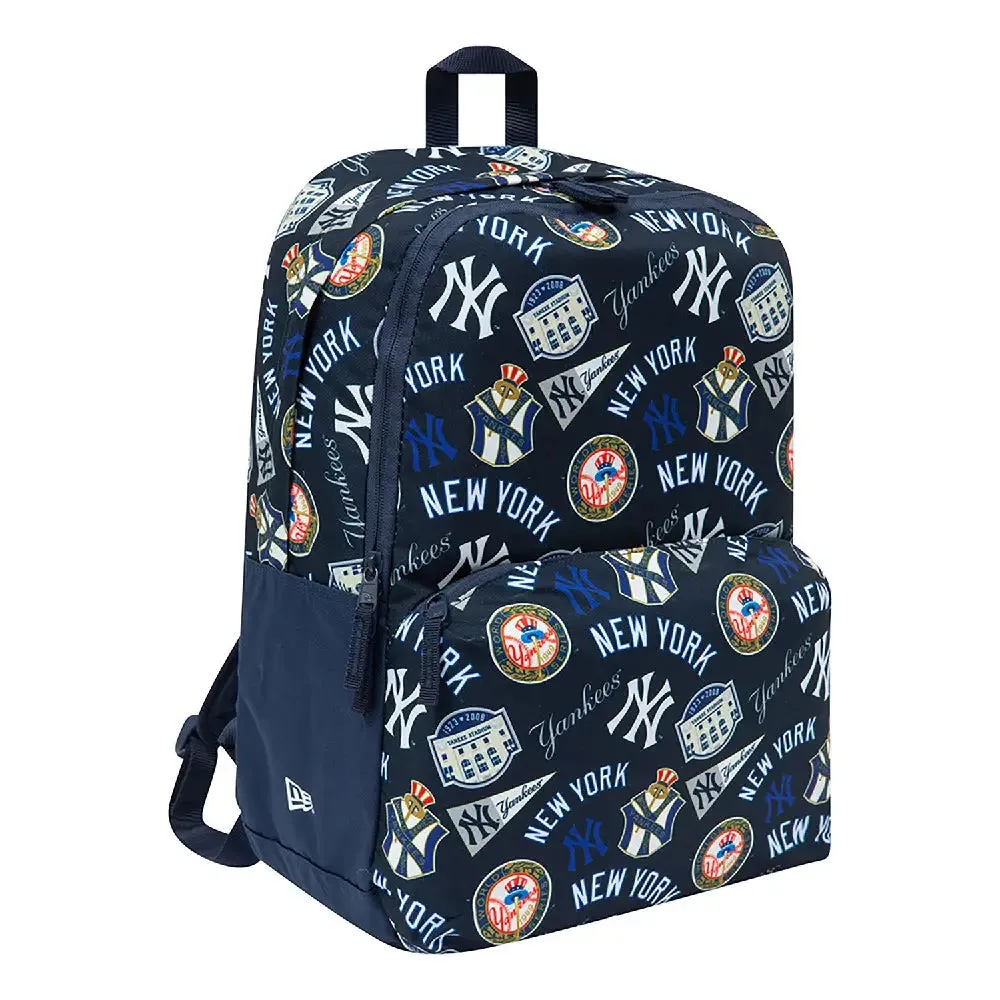 New York Yankees Mlb All Over Print Multi Compartment Blue Stadium Backpack