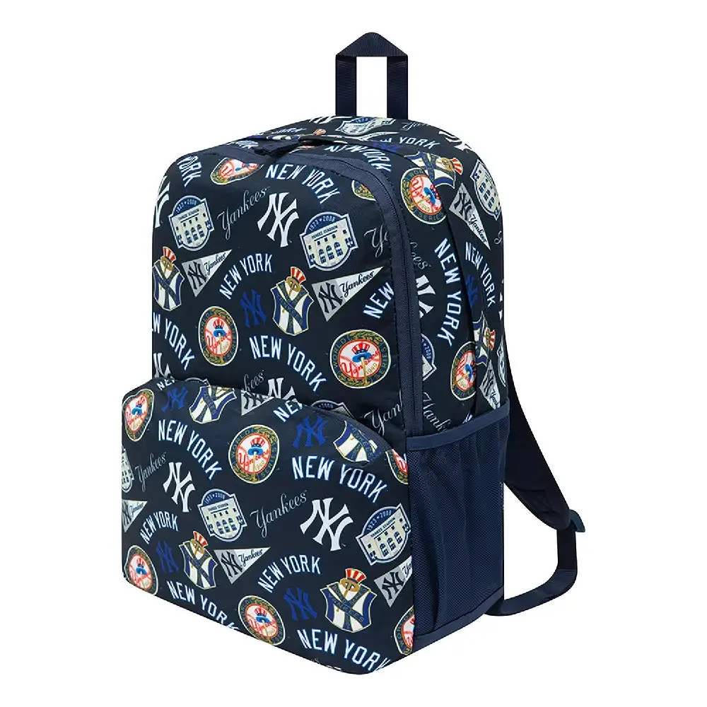 New York Yankees Mlb All Over Print Multi Compartment Blue Stadium Backpack