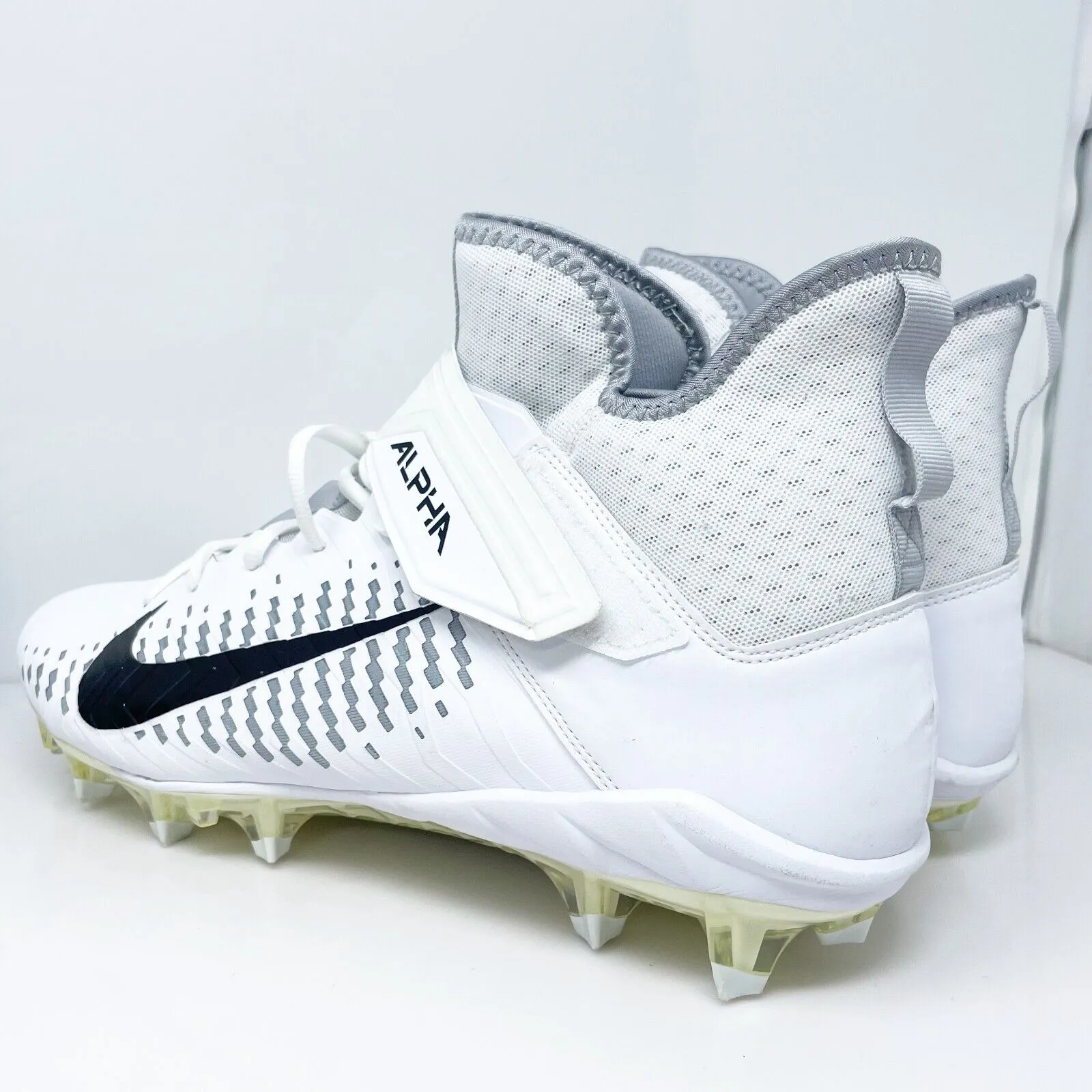 Nike Mens Alpha Menace Pro 2 Mid AQ3209-100 White Football Cleats Shoes Size 16