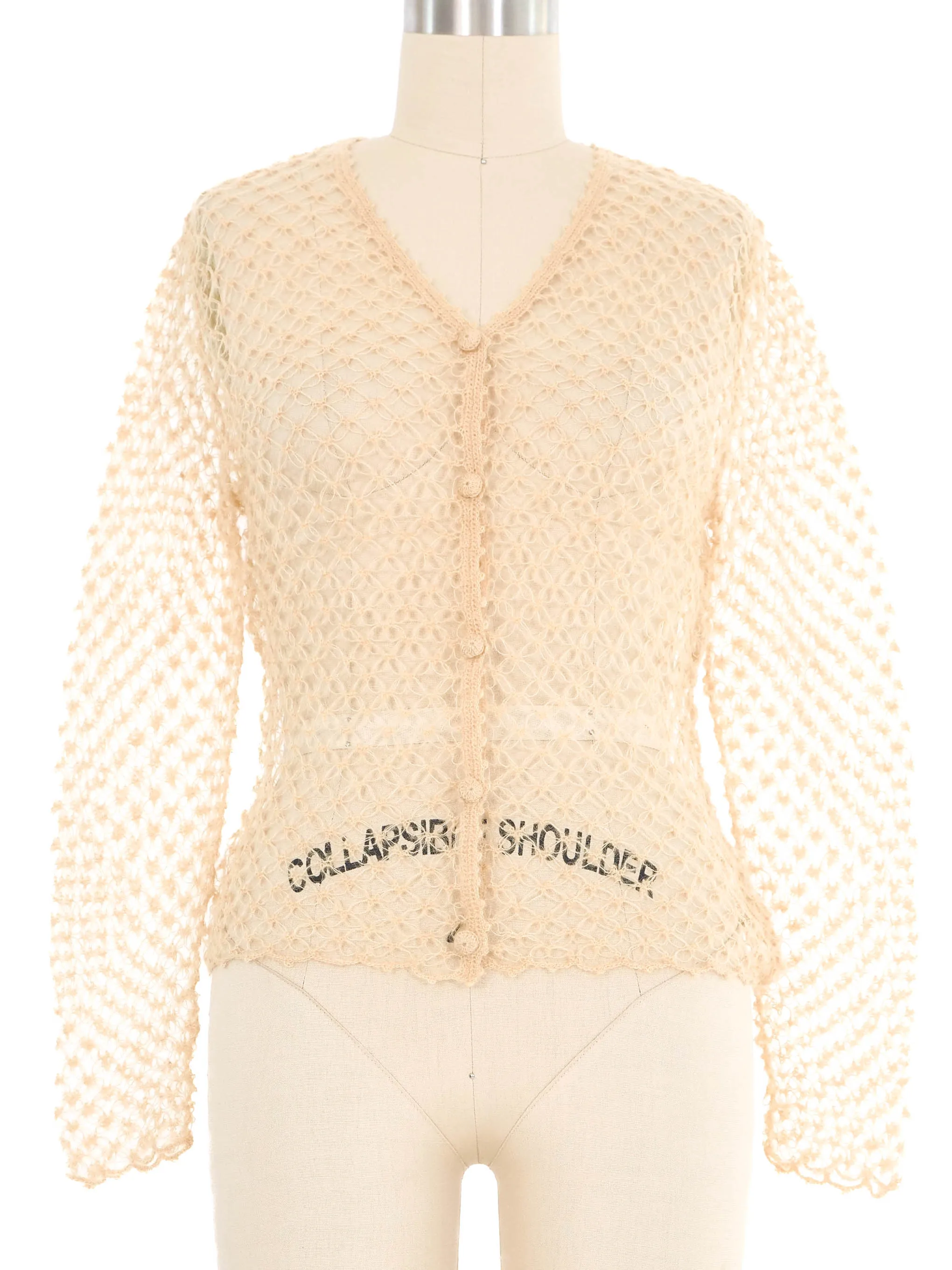 Nude Mohair Open Knit Cardigan