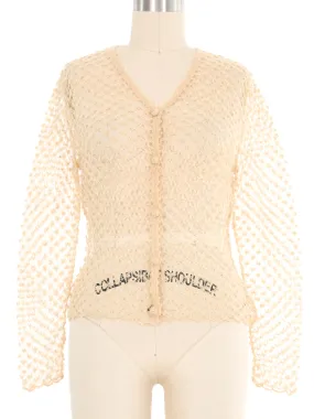 Nude Mohair Open Knit Cardigan