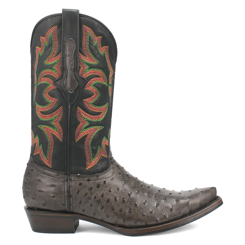 Outlaw Ostrich Print Snip Toe Cowboy Boots