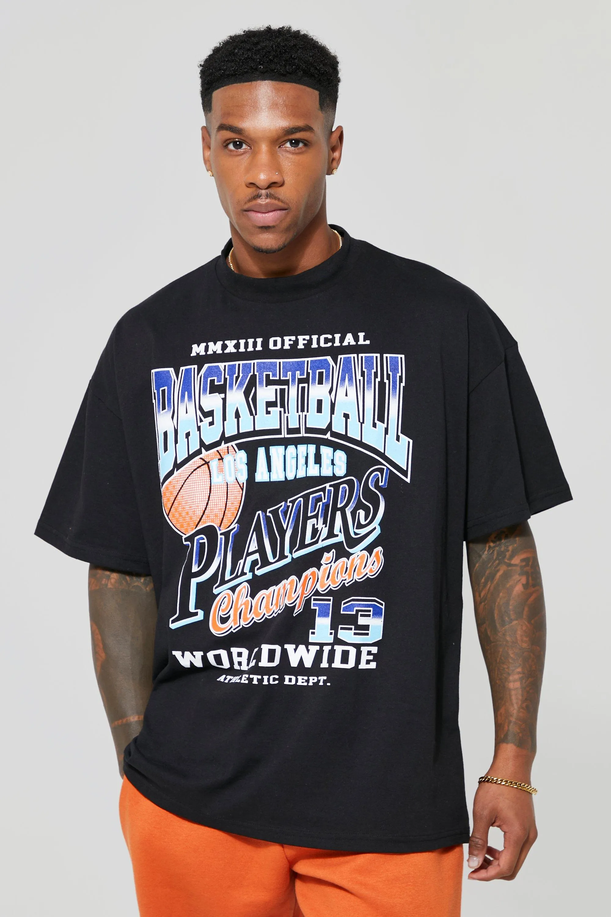 Oversized Basketball Graphic T-shirt | boohooMAN UK