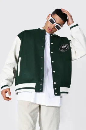 Oversized Tennis Badge Varsity Jacket