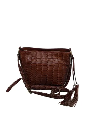 Patricia Nash - Cognac Leather Woven Crossbody Bag