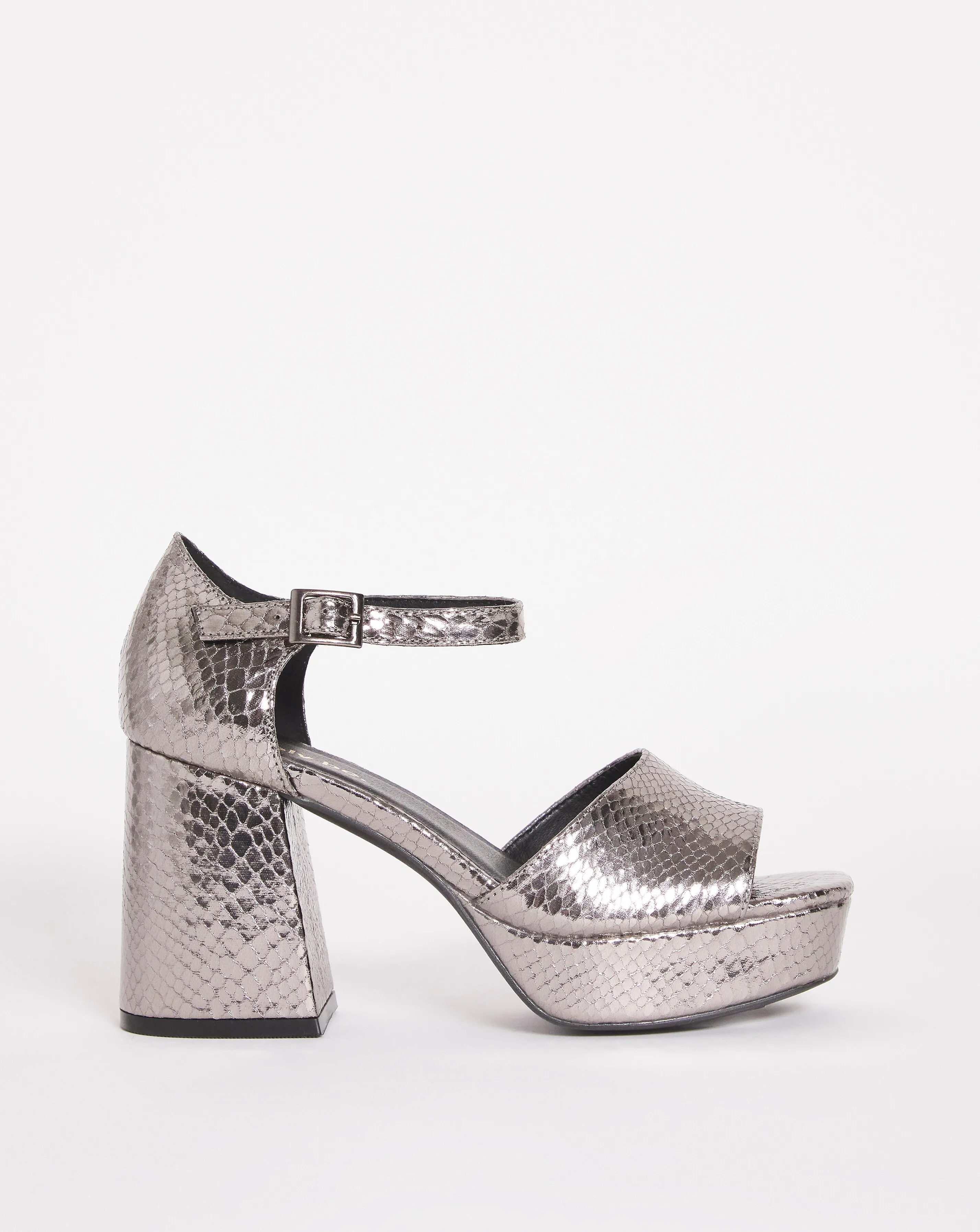 Pavla Metallic Classic Platform Heeled Sandals Wide Fit | Simply Be