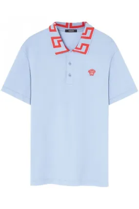 Piquet Polo With Embroidery Medusa Blue