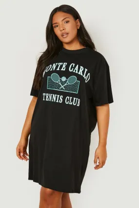 Plus Tennis Club Slogan T-shirt Dress