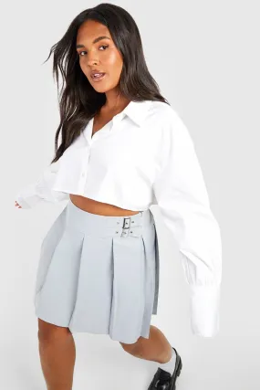 Plus Woven Buckle Detail Tennis Skirt