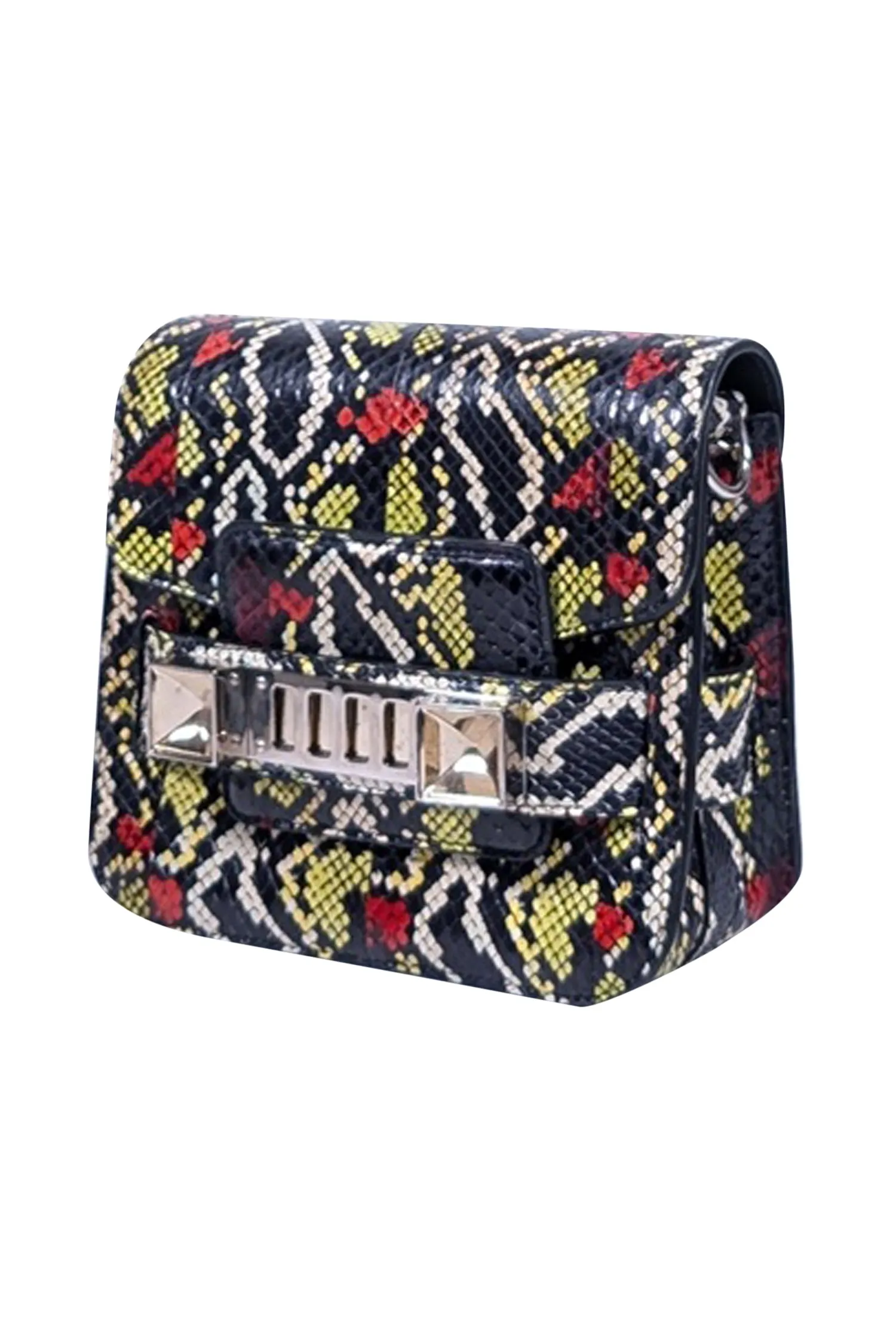 Proenza Schouler - Black & Multi Color Snake Skin Print Crossbody Bag