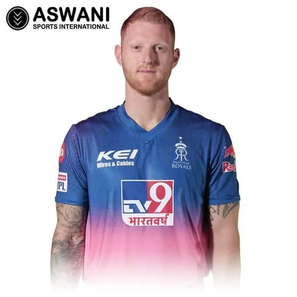 Rajasthan Royals Cricket Jersey, RR Player Edition STOKES 55 MENS Match Shirt, Dream11 IPL 2020