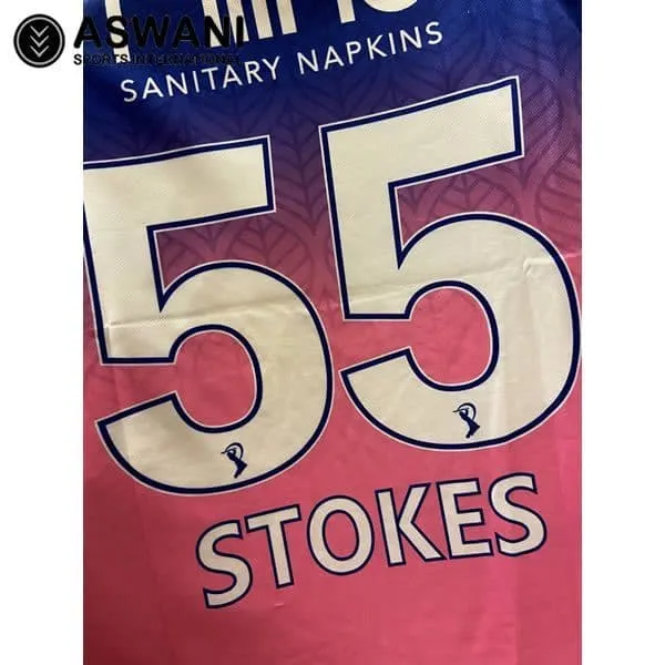 Rajasthan Royals Cricket Jersey, RR Player Edition STOKES 55 MENS Match Shirt, Dream11 IPL 2020