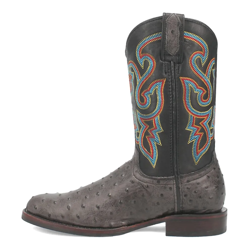 Ranger Leather Ostrich Print Round Toe Cowboy Boots