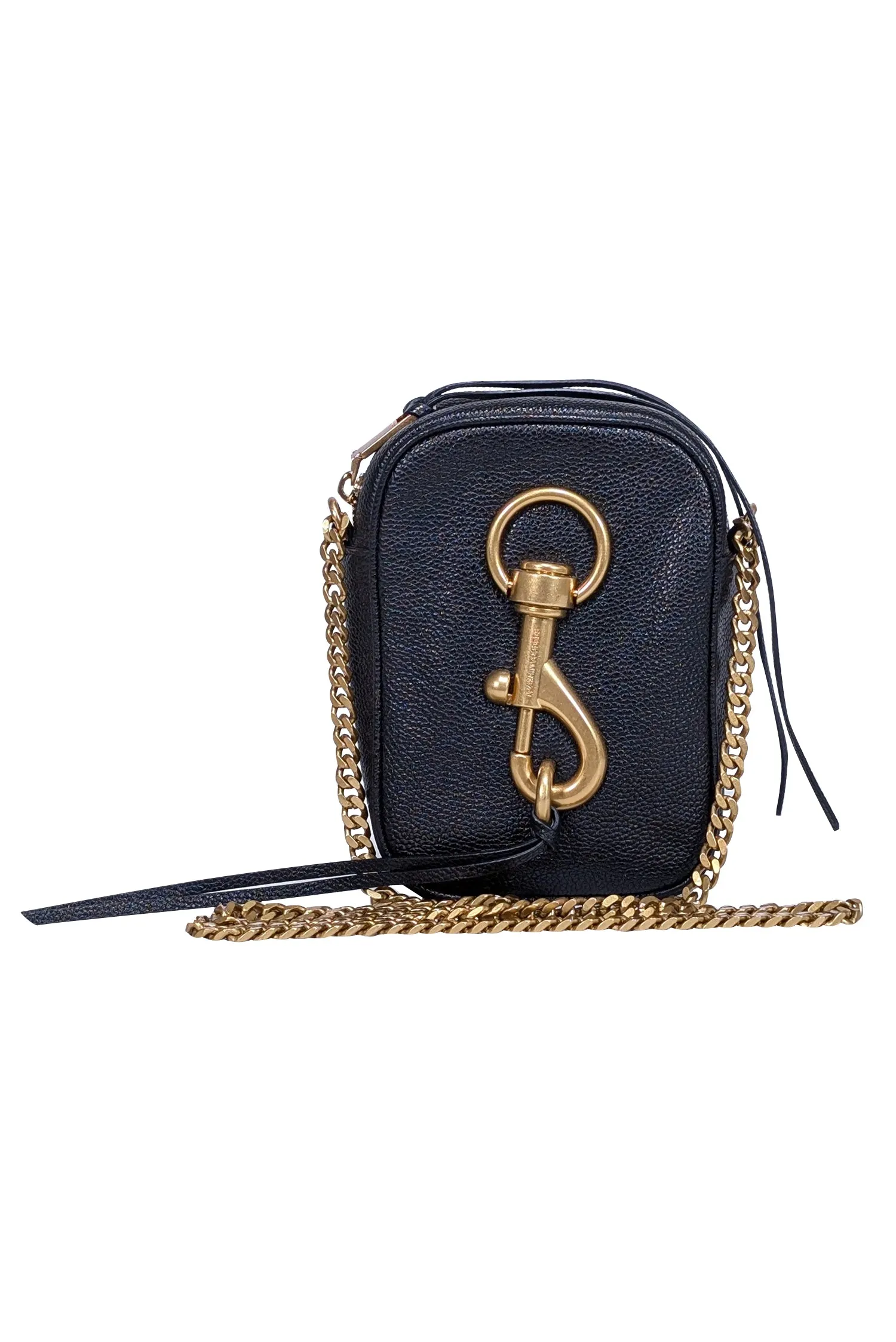 Rebecca Minkoff - Black Pebbled Leather Crossbody Bag w/ Large Hook Front Detail