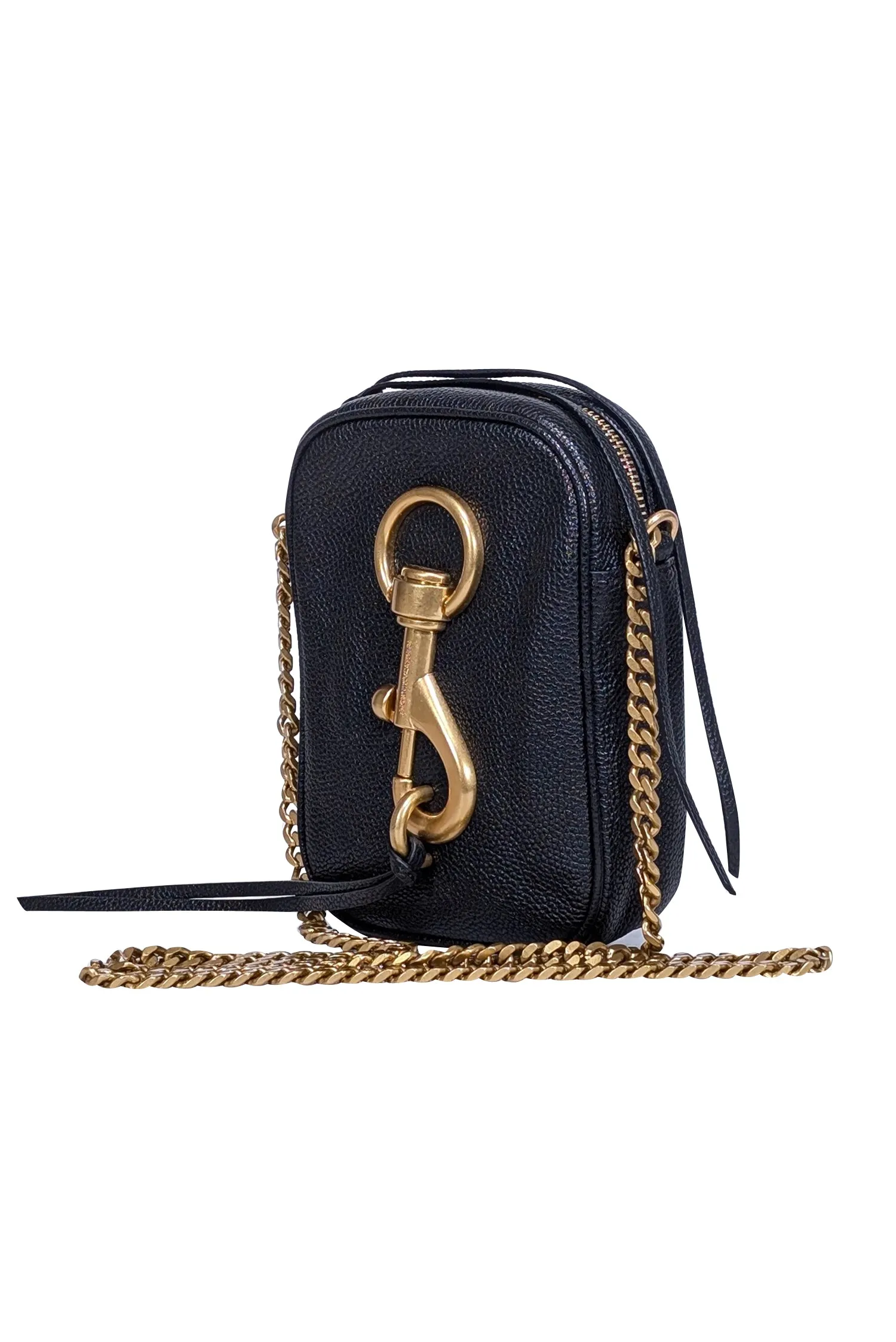 Rebecca Minkoff - Black Pebbled Leather Crossbody Bag w/ Large Hook Front Detail