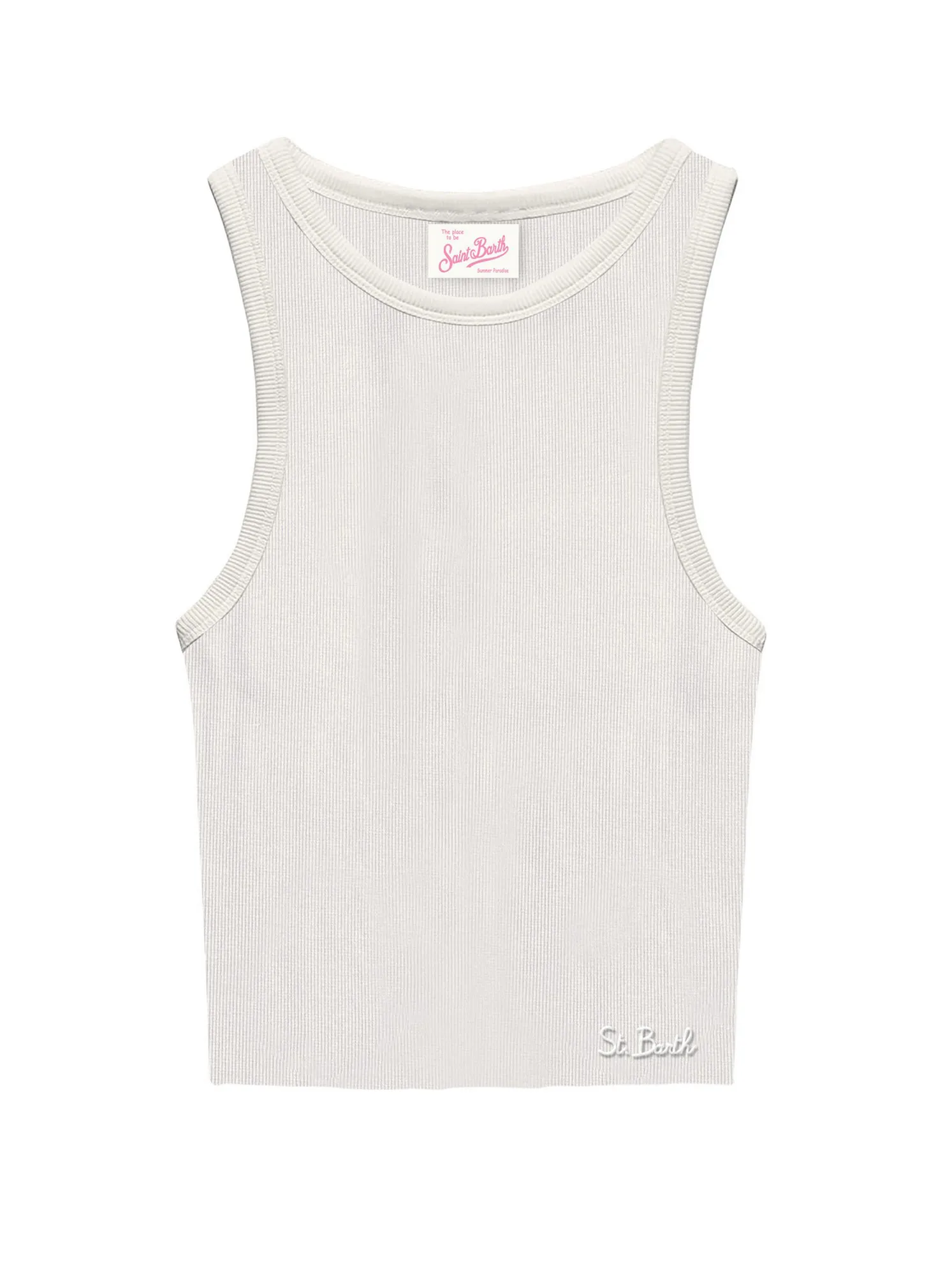 rib-knit cotton tank top