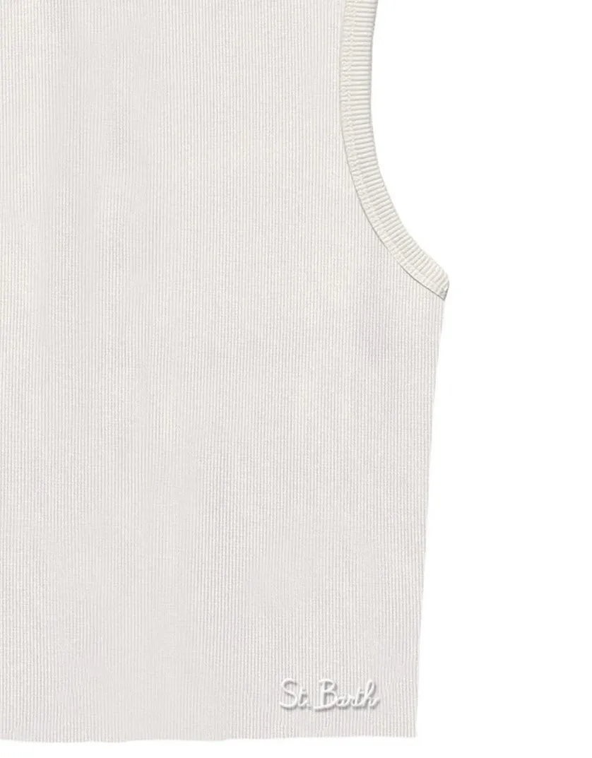 rib-knit cotton tank top